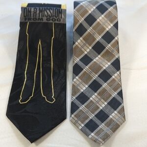 Geoffrey Beene Blue and Brown Plaid Tie, Also Blues Brothers Tie!! NEW...